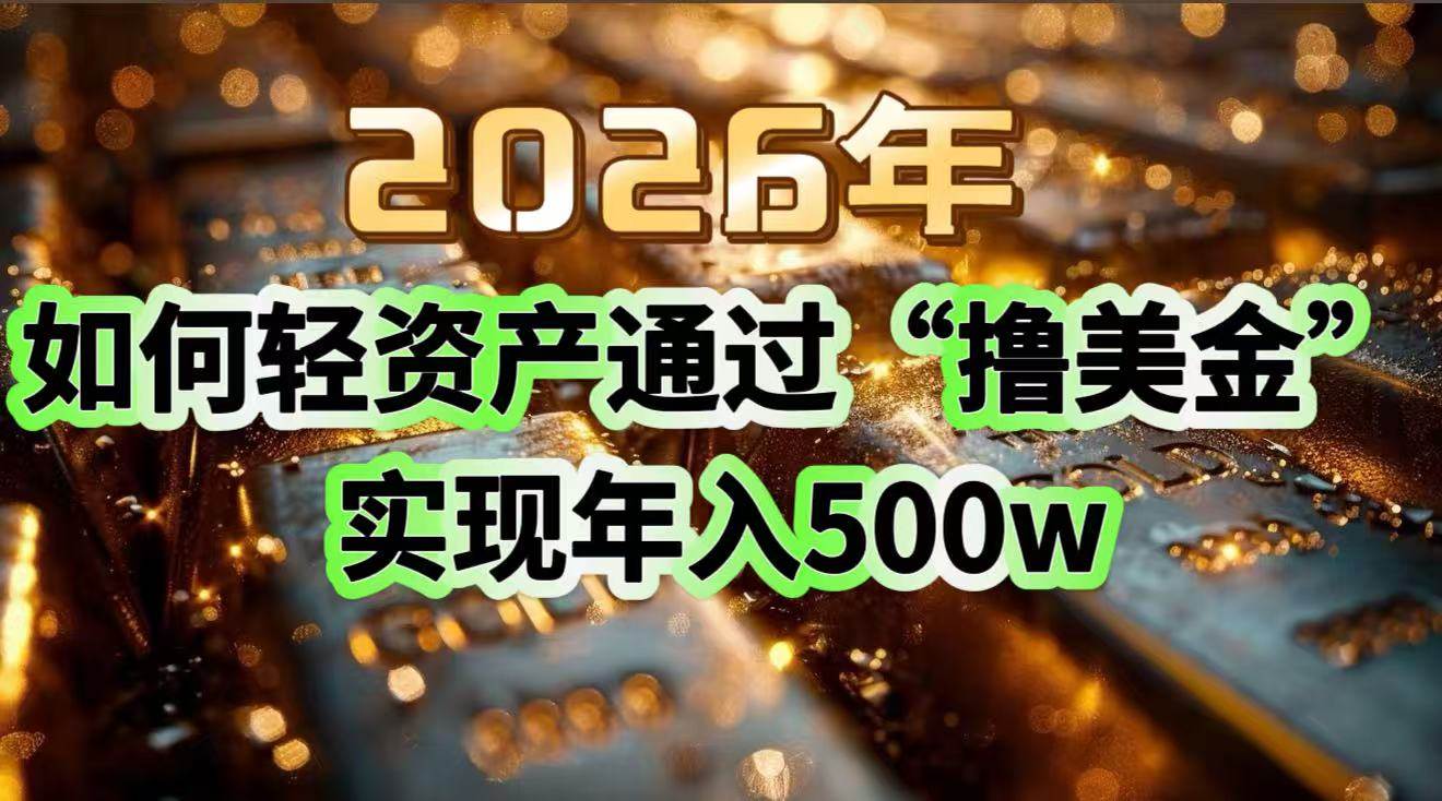 (1.8)2026年如何轻资产通过“撸美金”实现年入500w
