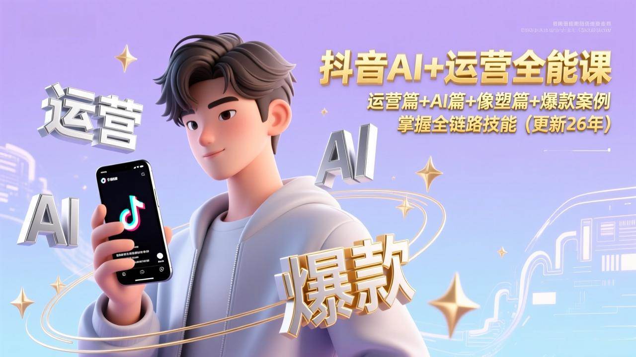 (1.12)抖音AI+运营全能课，运营篇+AI篇+像塑篇+爆款案例，掌握全链路技能（更新26年）