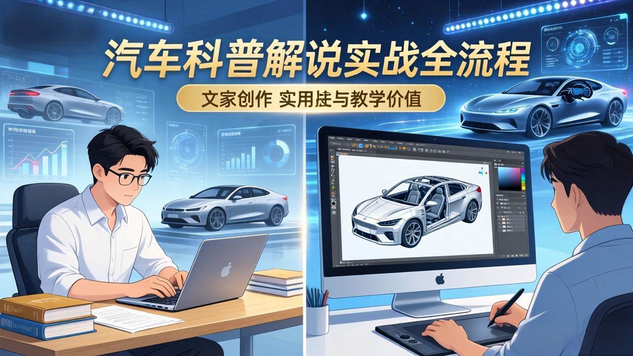 (3.17)抖音汽车科普解说实战：文案+动画+画面处理+去水印全流程，打造专业汽车科普视频